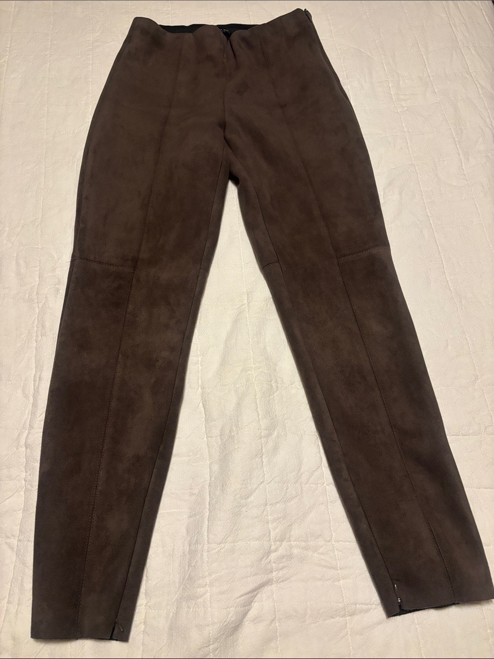 Zara Basic Dark Brown Suede-Look Pants